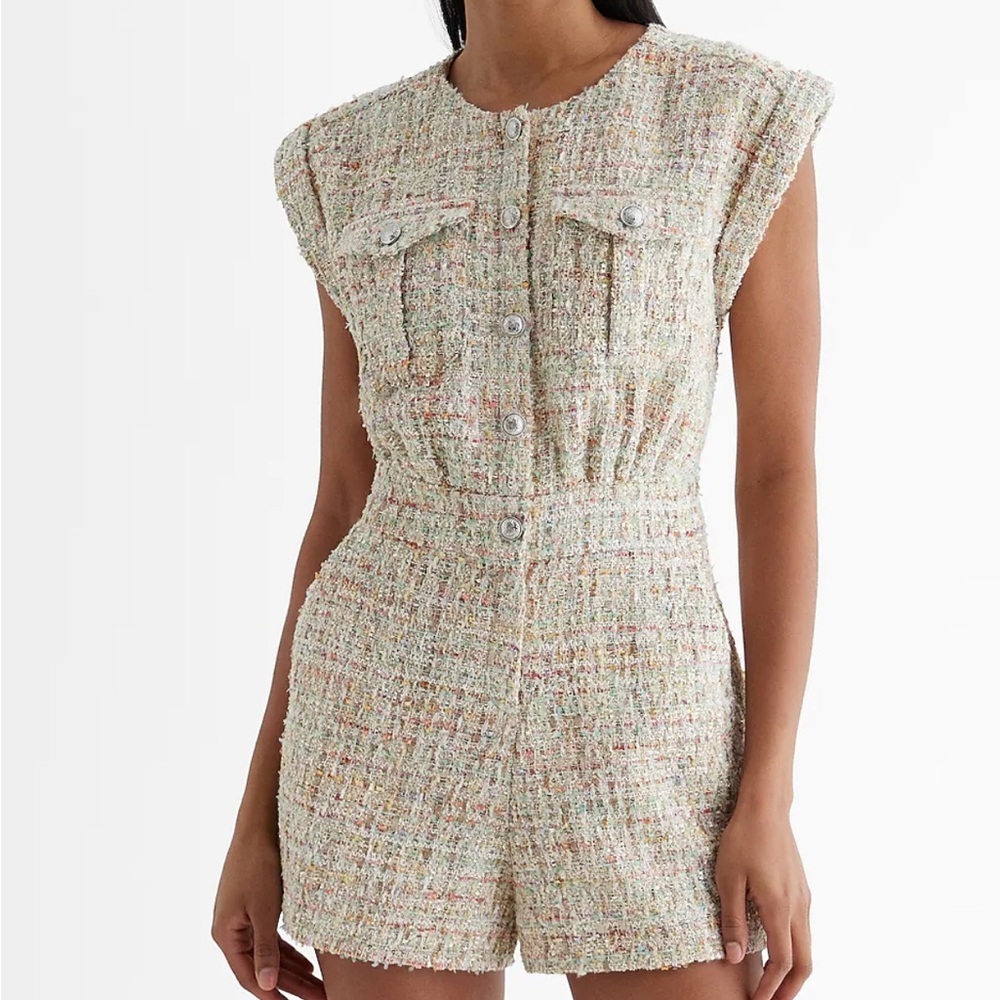 Express Multicolor Tweed Romper - image 3